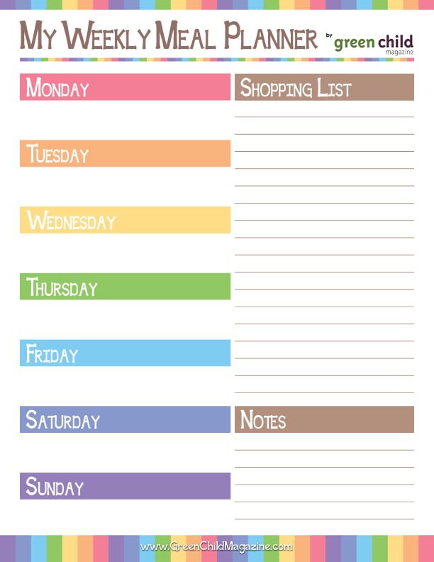 Weekly Dinner Planner weekly meal planner {free printable}