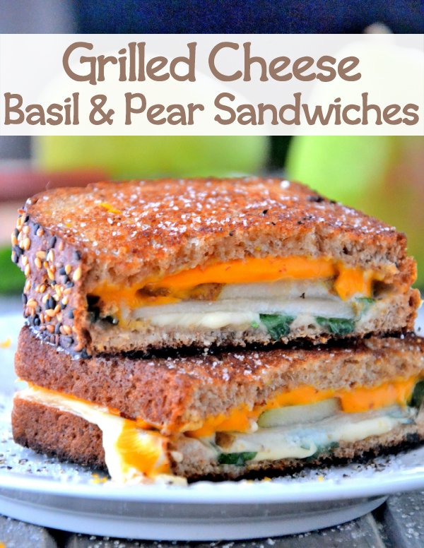 Grilled Cheese, Basil & Pear Sandwiches