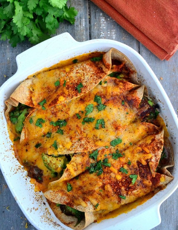 Gluten-free, Dairy-free “Cheesy” White Bean Enchiladas