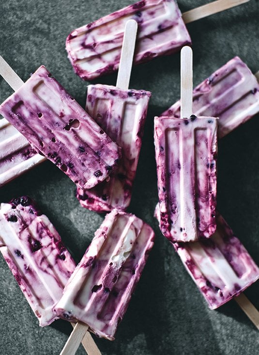 Healthy Blueberry Frozen Yogurt Popsicles