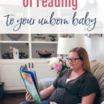 Pregnant mother reading to baby in the womb