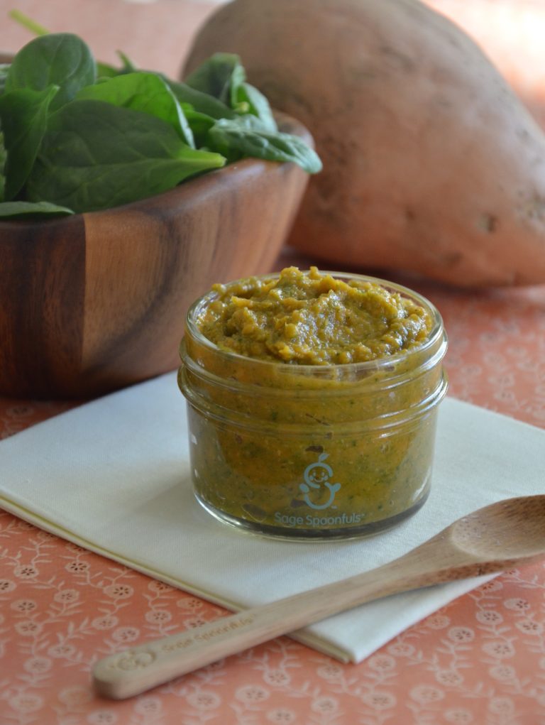 Sweet Potatoes, Spinach, &amp; Chickpeas Stage 2 Baby Food Recipe