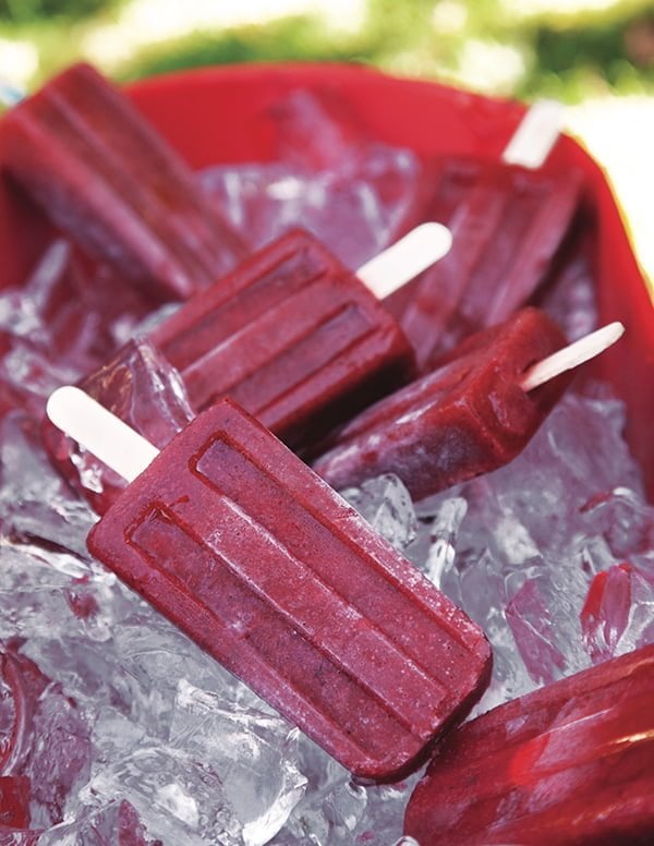 Organic Strawberry Popsicles with a Cucumber Twist