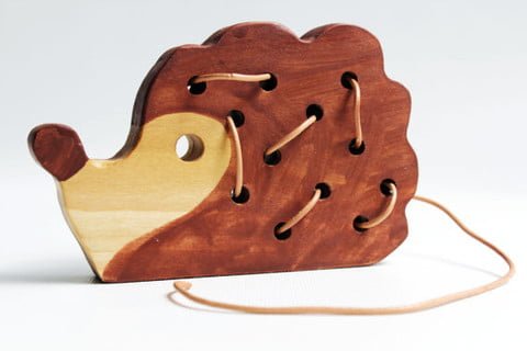 Lacing friends handmade wooden toy