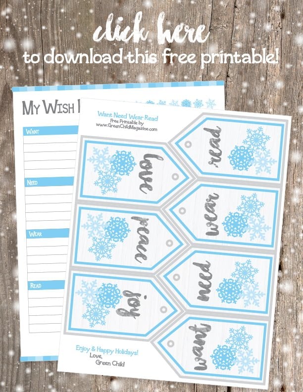 Want Need Wear Read Gift Approach + Christmas Printable