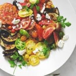 Blistered Eggplant with Tomatoes, Olives, & Feta