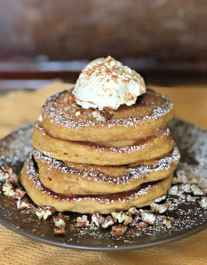 Pumpkin Spice Pancakes with Organic Cinnamon Whipped Cream