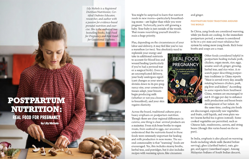 Postpartum Nutrition Spread Spring 2019 issue Green Child