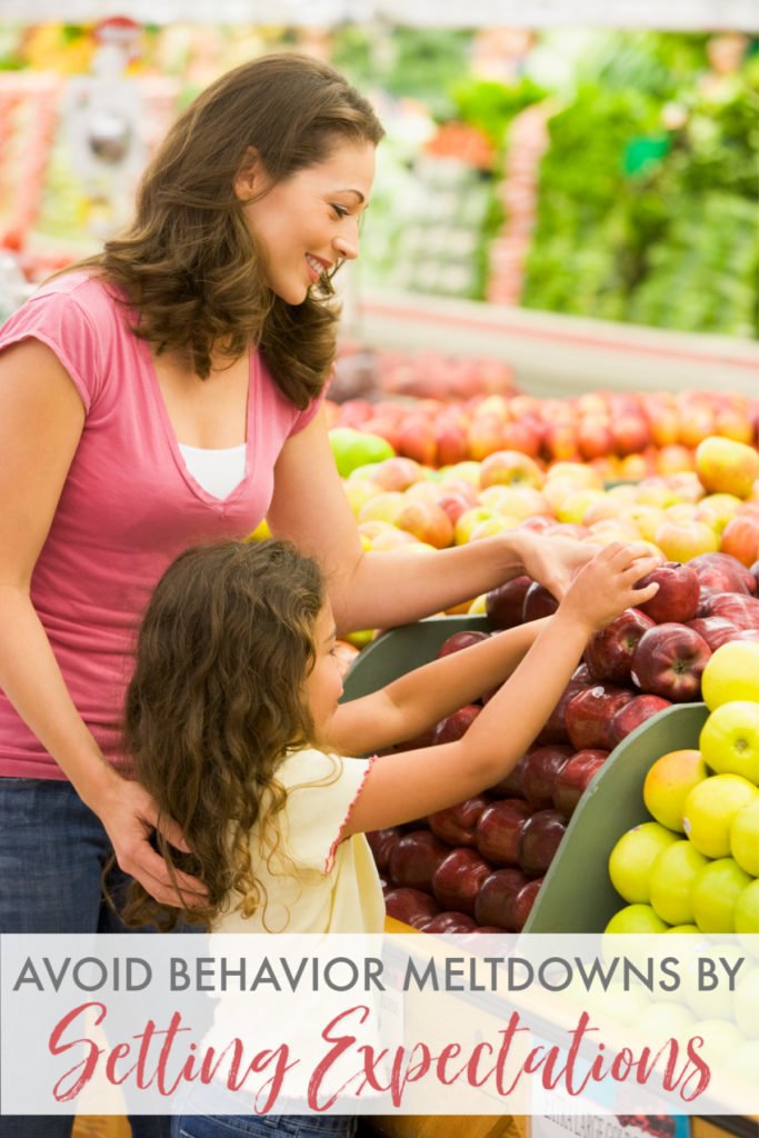 Mother and daughter grocery shopping together as an example of setting expectations for behavior
