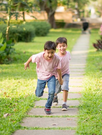 Little boys roughhousing