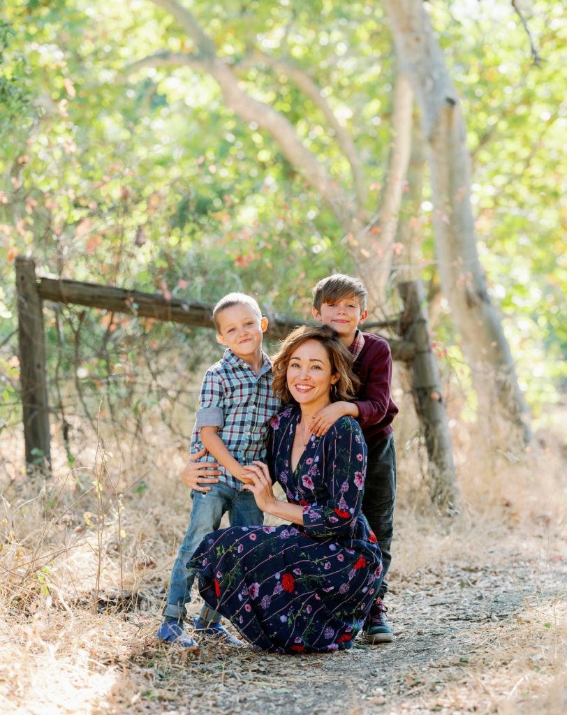 Autumn Reeser with her sons outside. Photography by Pau Von Rieter.