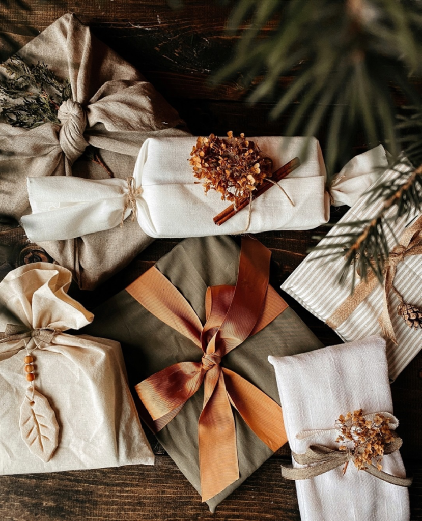 fabric wrapped gifts