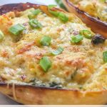 Spinach garlic stuffed spaghetti squash