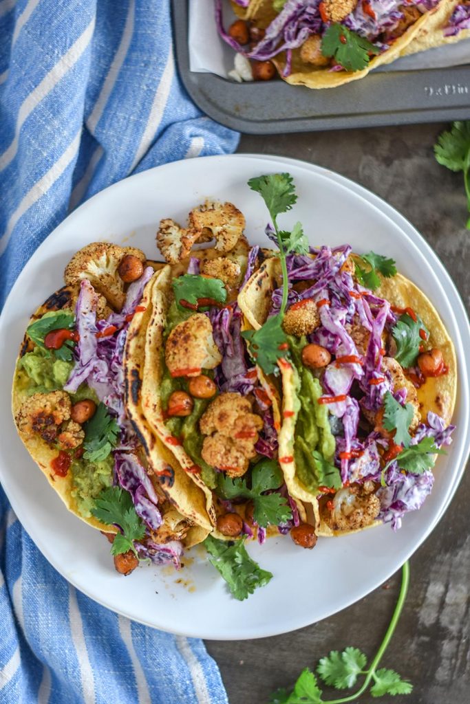 Roasted Cauliflower and Chickpea Tacos