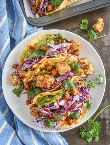 Roasted Cauliflower and Chickpea Tacos