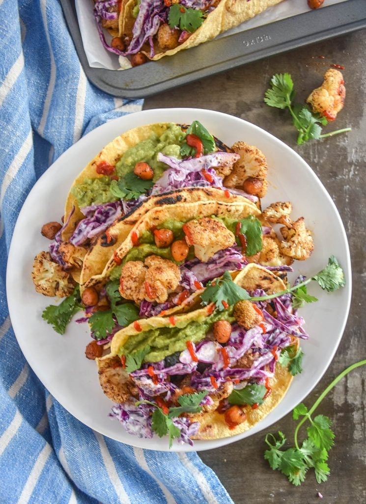 Roasted Cauliflower and Chickpea Tacos