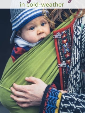 Mom babywearing in cold weather