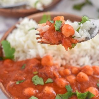 Chickpea Tikka Masala on fork