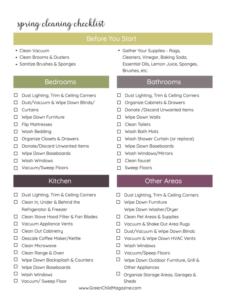 With this green spring cleaning checklist, you'll be ready to tackle the dirt, dust, and clutter safely.