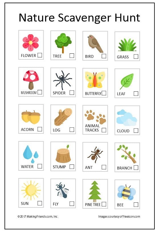 nature scavenger hunt ideas