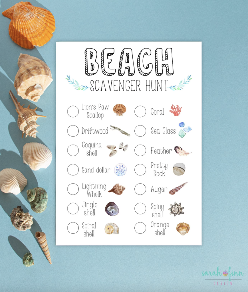 beach themed scavenger hunt