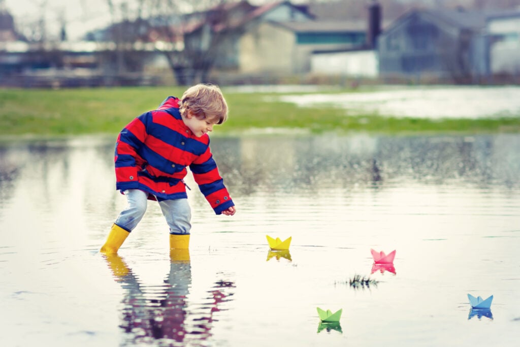 playing in the rain