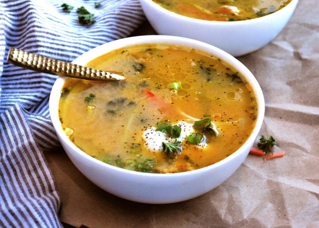 bowl of bone broth soup