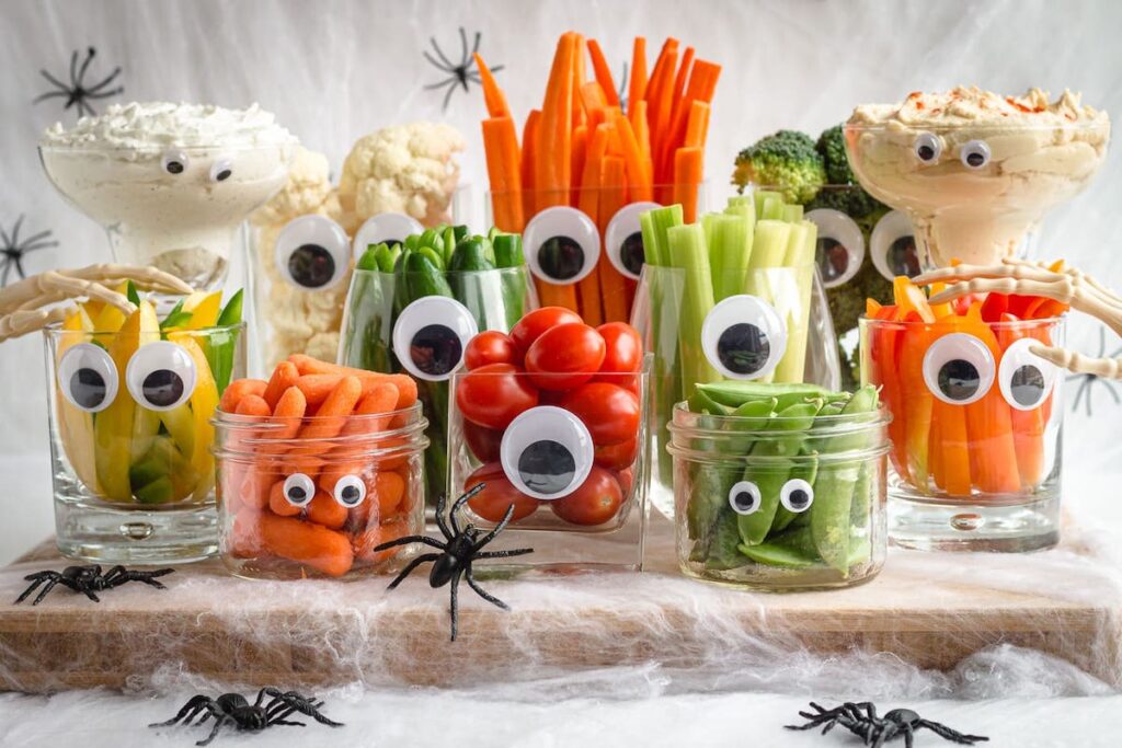 veggie tray with scary eyes