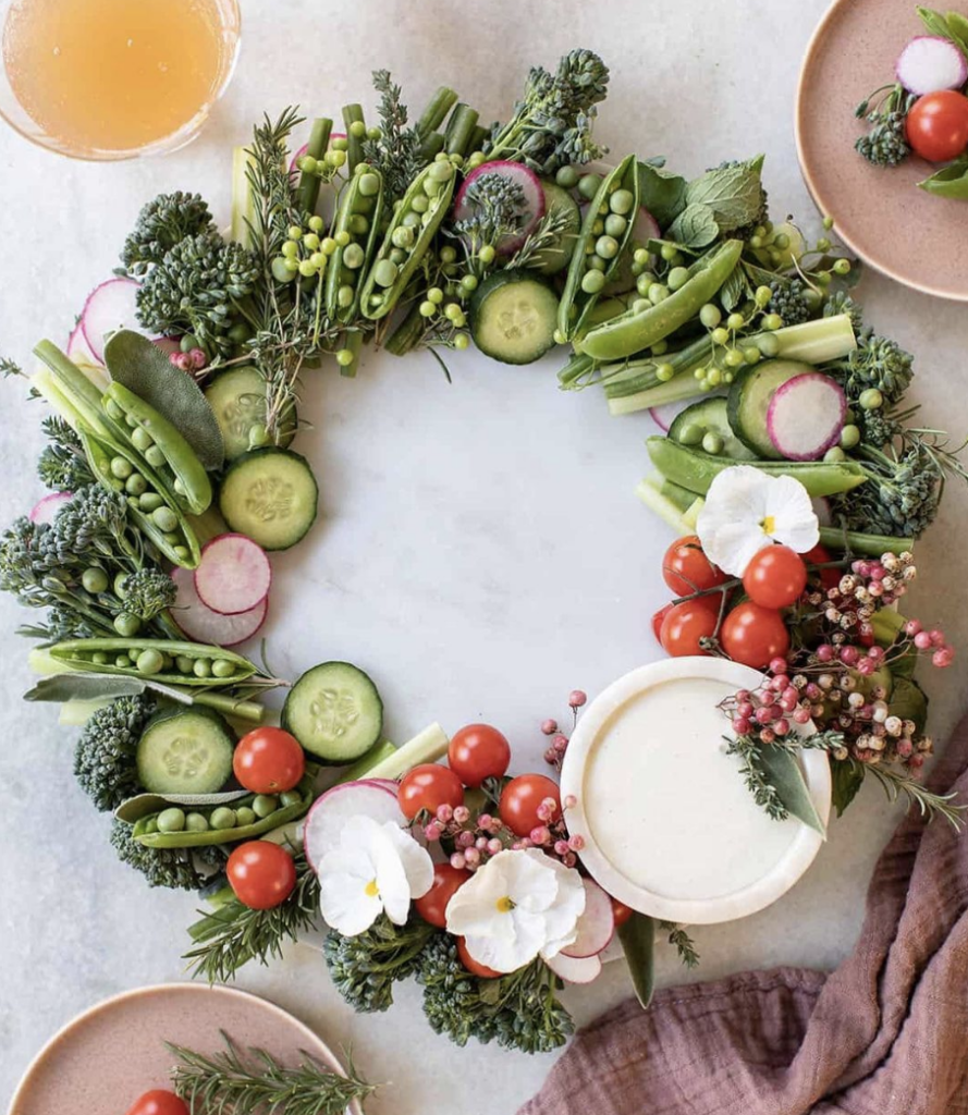 holiday crudite wreath from Sugar and Charm
