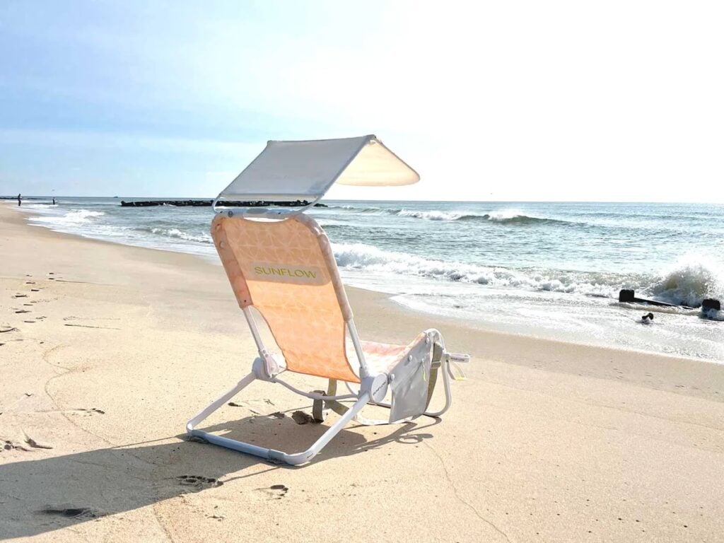 sunflow beach chair ideal for the beach with a baby