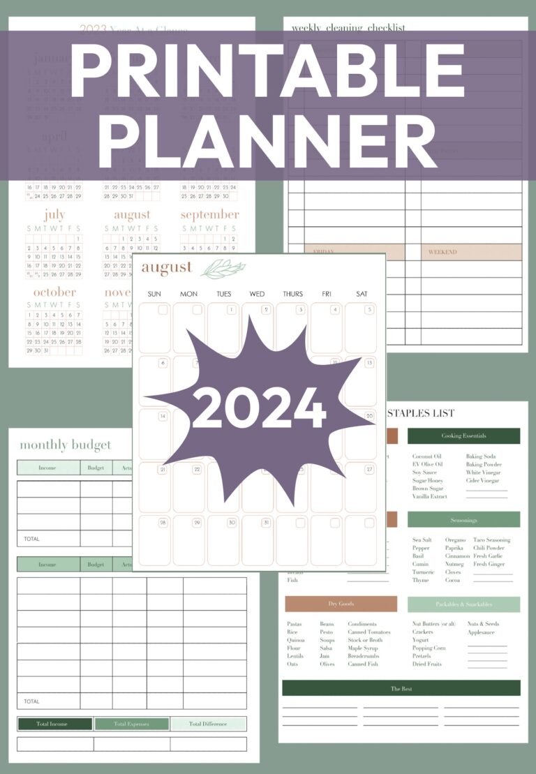 Customizable Free Cute Printable Planner for 2024