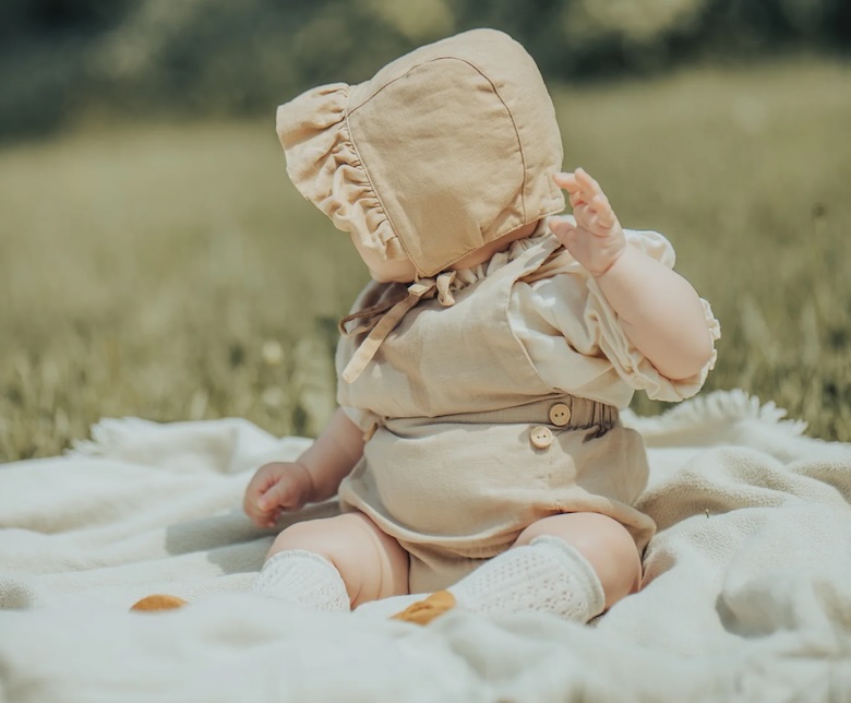 ruffled baby bonnet