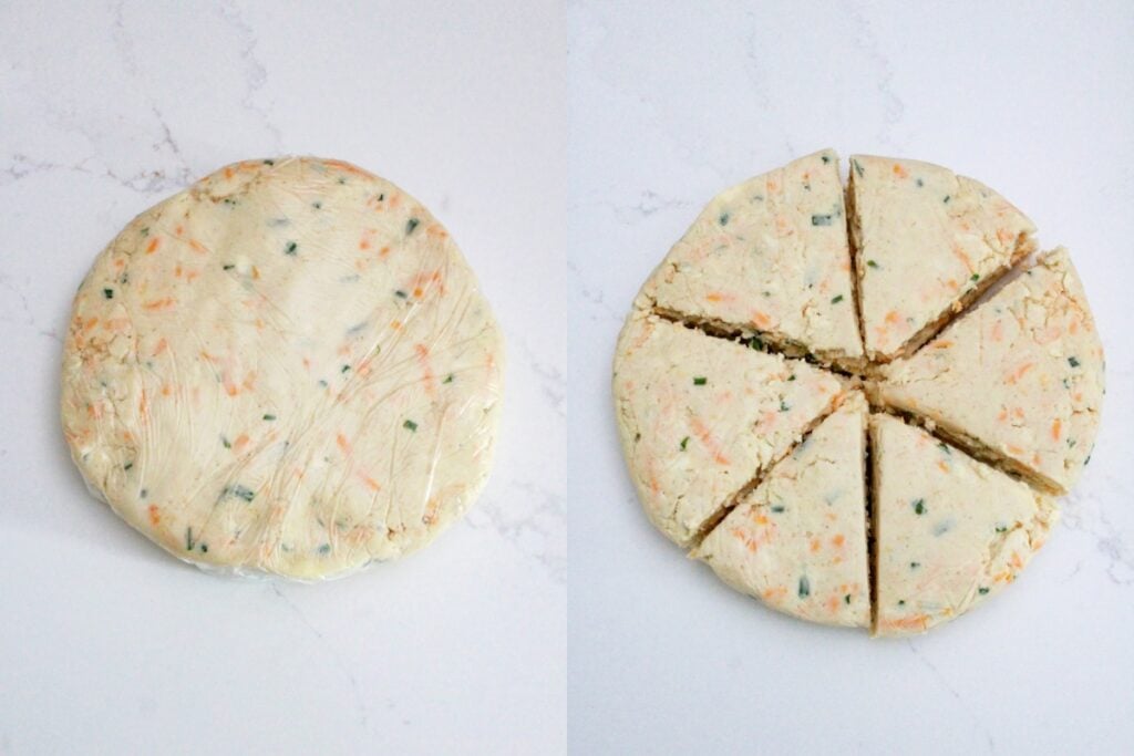 shape scones dough and slice