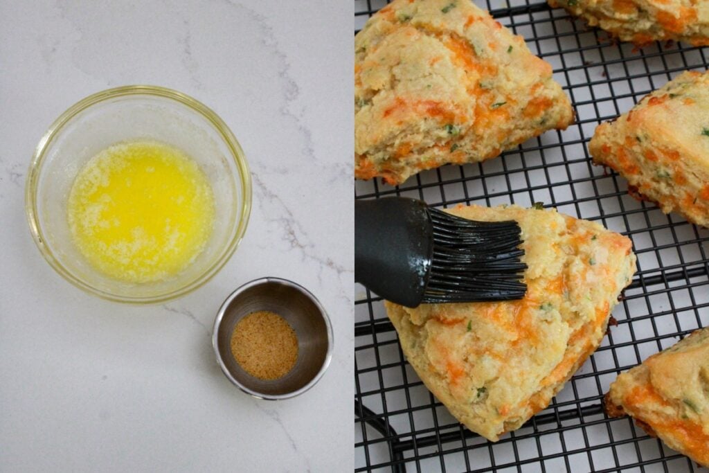 brush gluten free scones with butter
