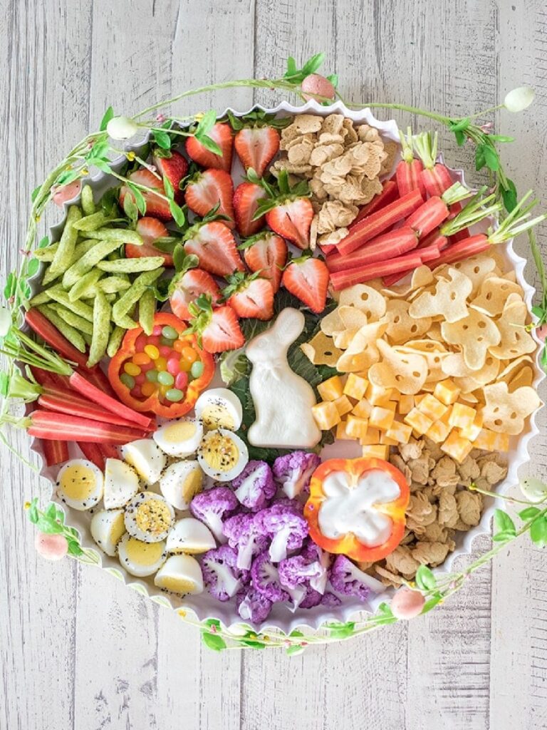 healthy easter snack board