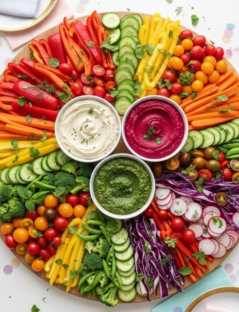 Rainbow Veggie & Dip Board