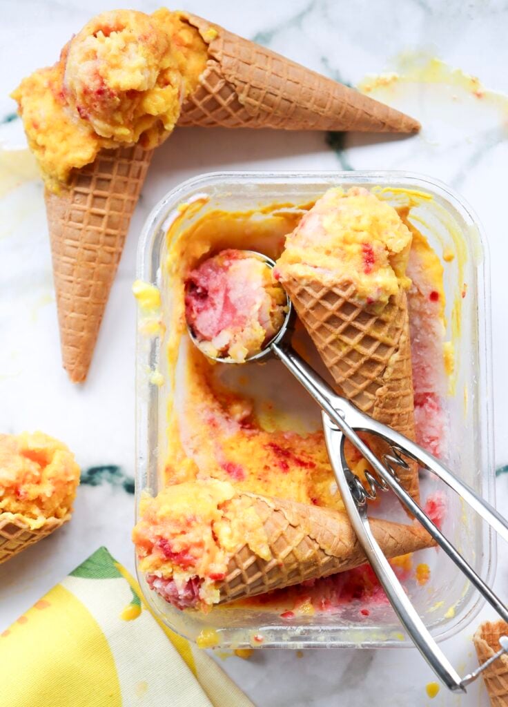 rainbow sherbet recipe in cones