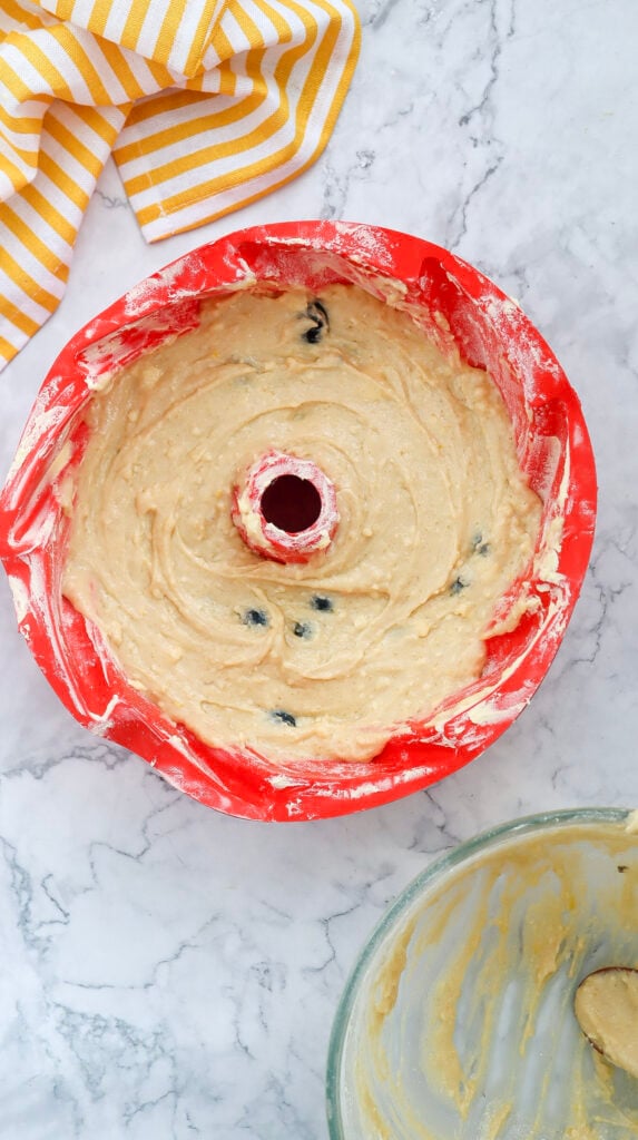 lemon blueberry bundt cake batter