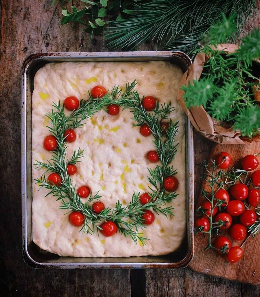 christmas wreath focaccia