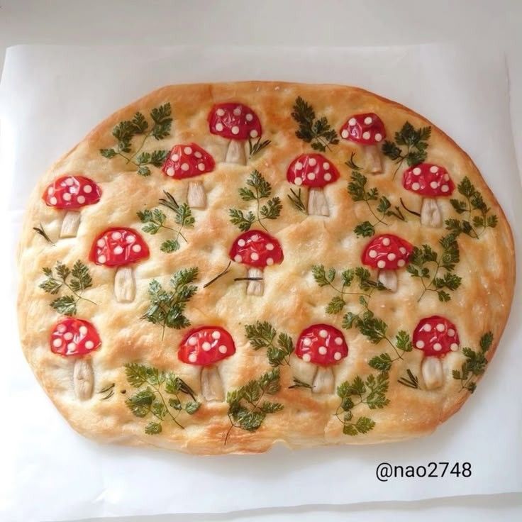 mushroom focaccia art