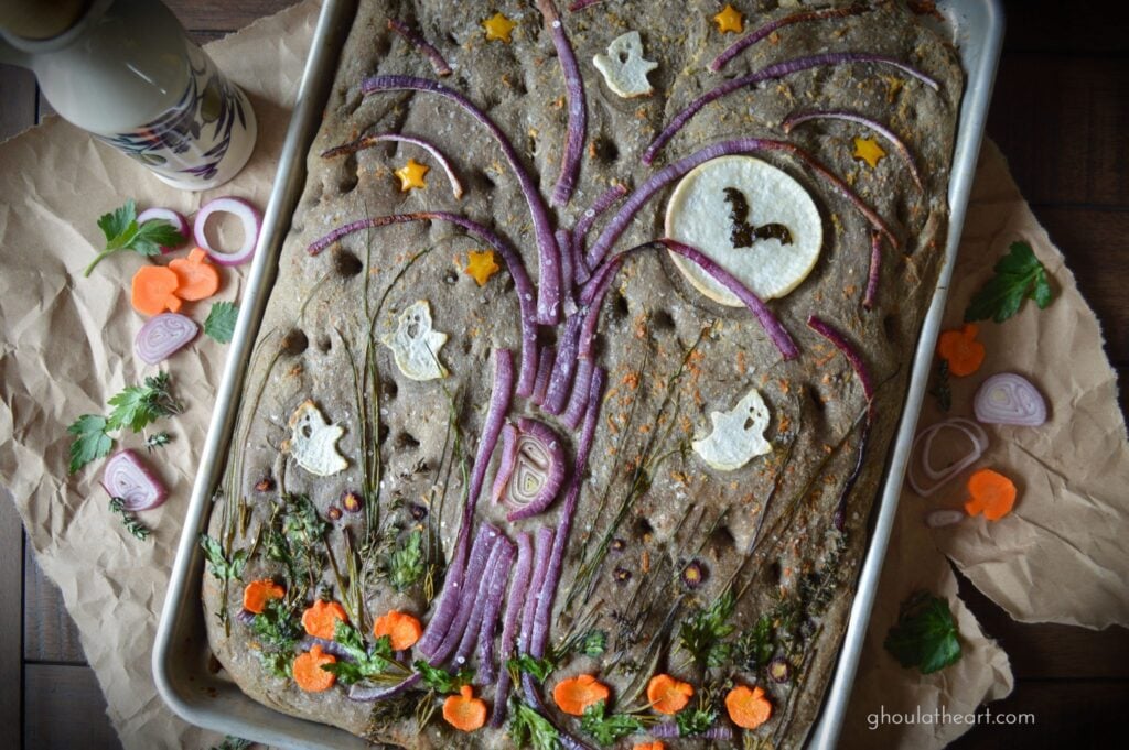 full moon focaccia art