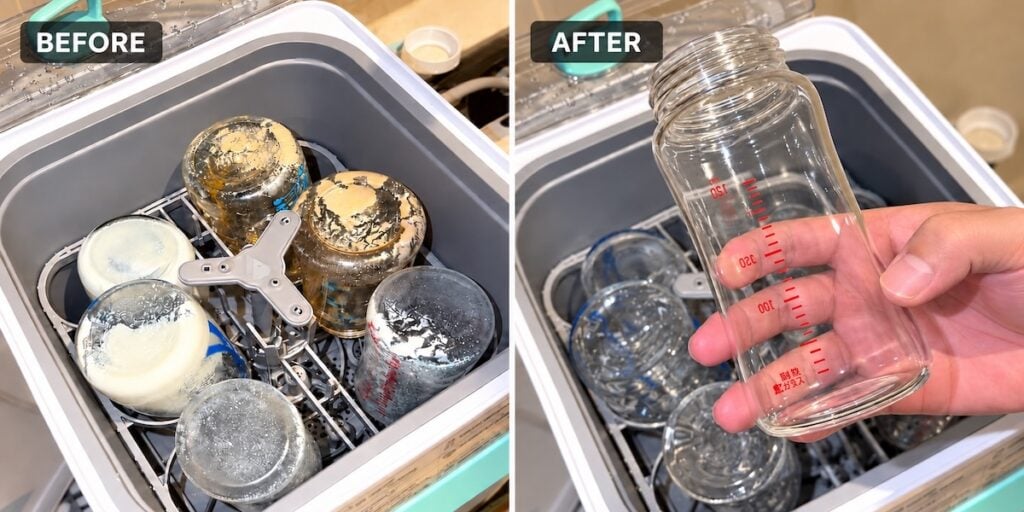 Tiny Marvels bottle washer before and after
