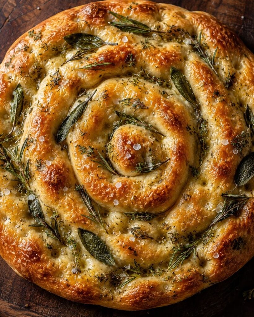 herb spiral focaccia bread