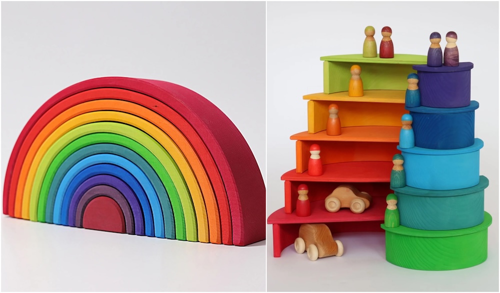 wooden rainbow stack
